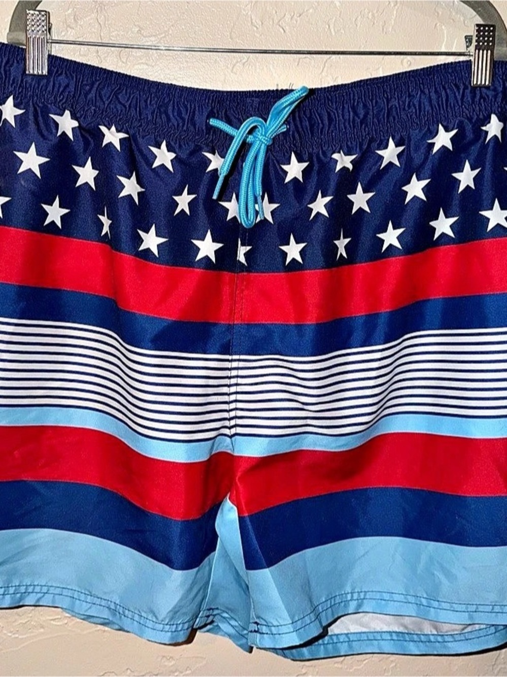 Celebrate Men's Swim Trunks 3XL Blue & Red Like New
